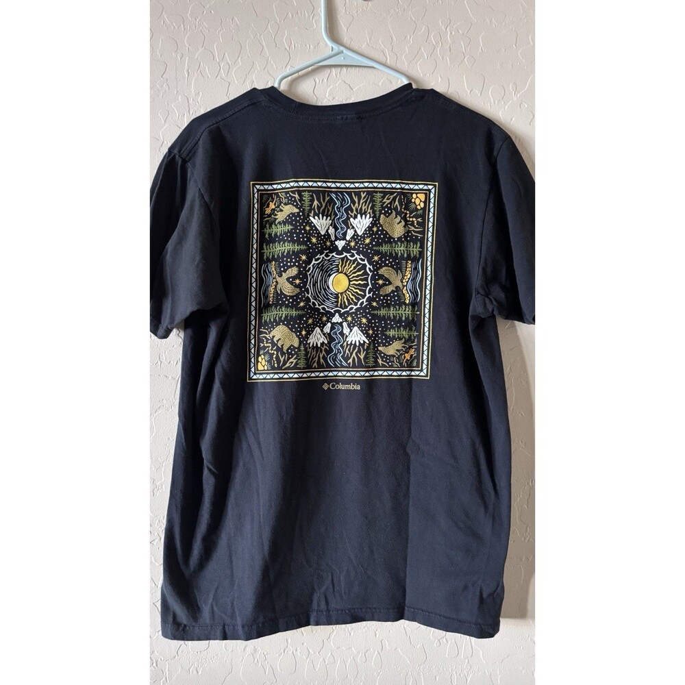 Columbia Short Sleeve Crew Neck Graphic T Shirt Mens Size Large Black